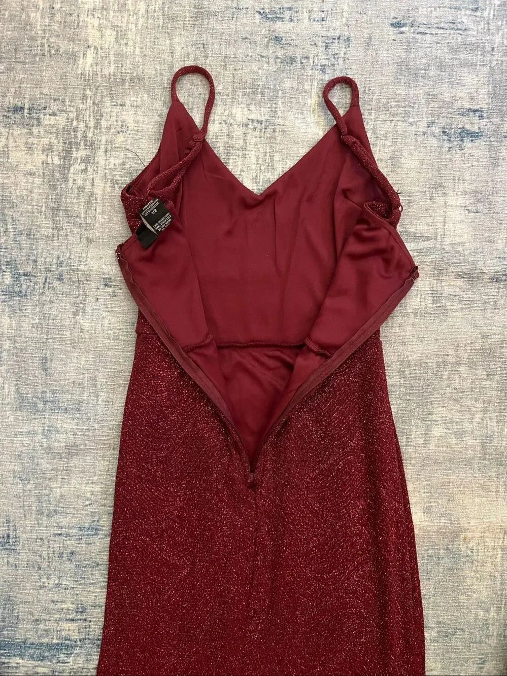Windsor Burgundy Wine Keira Glitter Knit High Slit Formal Dress Size 1 / 2 - Picture 5 of 10